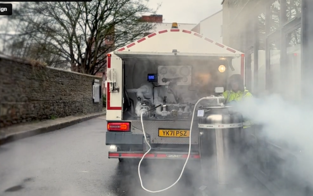 Img: Van showing a liquid nitrogen dellivery to Crux in Bristol